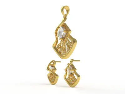 Diamond Pendant Set 12 3D print model