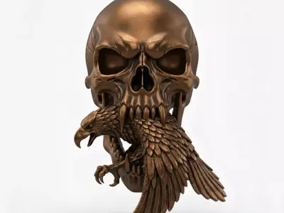 Pendant Eagle Skull Pendant Gold Pendant Hiphop Antique  3D print model