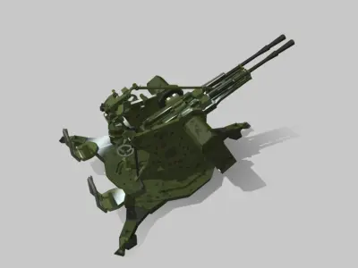 ZPU gun Low-poly 3D model