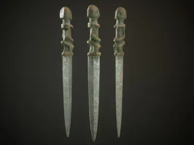 African knife Low-poly 3D model