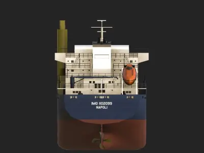 Cargo Ship with Containers Low-poly 3D model