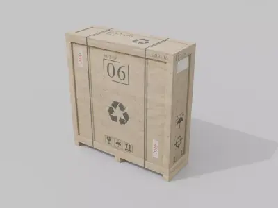 Extra Tall Narrow Wooden Crate - Customizable Shipping Box Low-poly 3D model