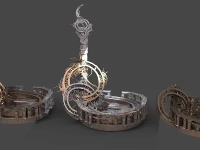 Steampunk Clock garden 3 designs Low-poly 3D model