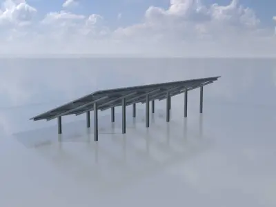 Solar module version 1 width 23500mm tilt angle 20 degrees Low-poly 3D model