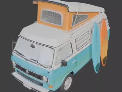 Stylized 3D Tropical Surf Camper Model Low-poly 3D model