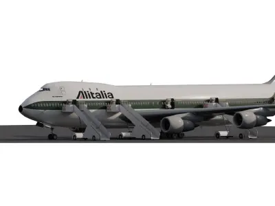  1970s Boeing 747-143 with interior 3D model