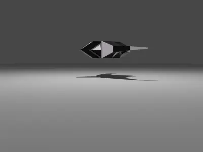 3D illustration of low poly Flying object UFO 3D model