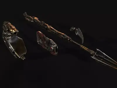 Alien Weapon Pack  Blaster  Spear Shoulder Cannon and Knife Low-poly 3D model