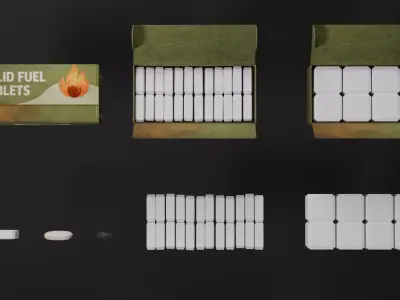 Low Poly Solid Fuel Tablets - Game Ready Survival Prop Pack Low-poly 3D model