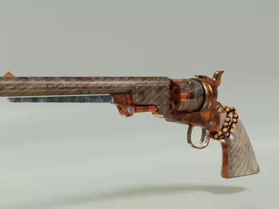 Revolver with Rosary beads Low-poly 3D model