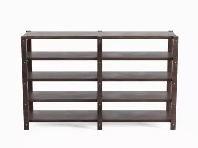 Long Pottery Shelf Set Low-poly 3D model