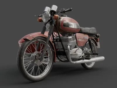Motorcycle Jawa 350 with a sidecar 3D model