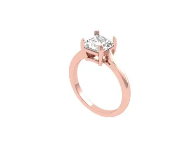 Asscher Solitair Ring 3D print model