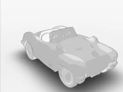 Classic Convertible Cartoon Car Free 3D model