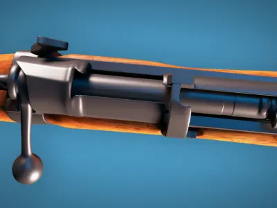 Lee Enfield Bolt Action Rifle LowPoly Firearm  3D Model Low-poly 3D model