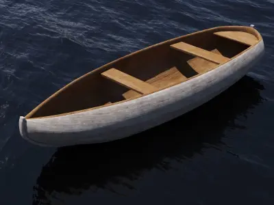 Boat 3D model wooden Low-poly 3D model