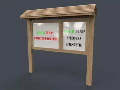 PBR Outdoor Wooden Notice Board A  Low-poly 3D model