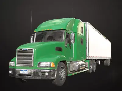 Semi Truck Refrigerated Trailer Low-poly 3D model