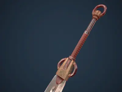 Fantasy Barbarian Sword PBR Low-poly 3D model