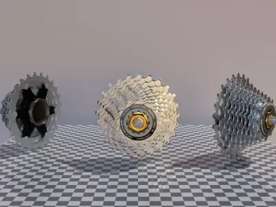 Cassette three bicycle gears Free 3D model