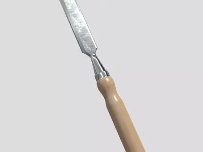 Chisel tool with wooden handle Low-poly 3D model
