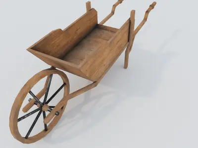 Wooden Barrow LP PBR  Low-poly 3D model