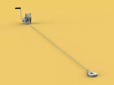 HEAVY DUTY HAND LEVER CRANK WINCH LONG STEEL CABLE ROPE SLING 3D model