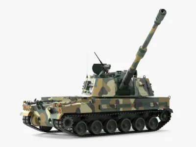 K9 Thunder South Korean Howitzer Rigged 3D model