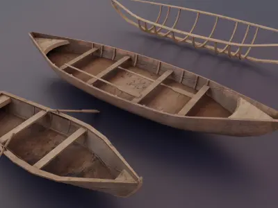 Wooden Boat  Low-poly 3D model purchase