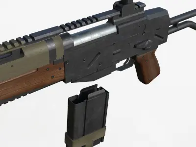Assault Rifle Low-poly 3D model 4