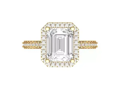 Emerald Side halo Art Deco Ring 3D print model