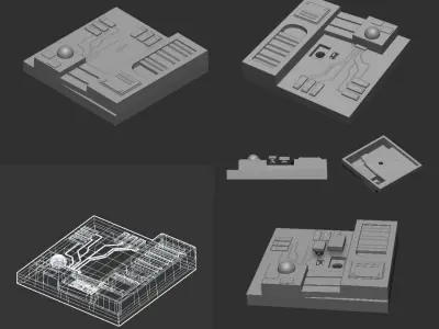 3D STL LOW ALTITUDE Death Star tiles with Vehicle stand slots 3D print model