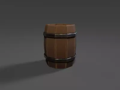 Stylized Medieval Barrel Low-poly 3D model