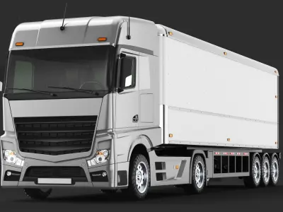 Detailed Three Cargo Trucks  purchase 3D model