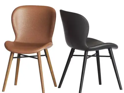Uma faux leather dining chair West elm 3D model