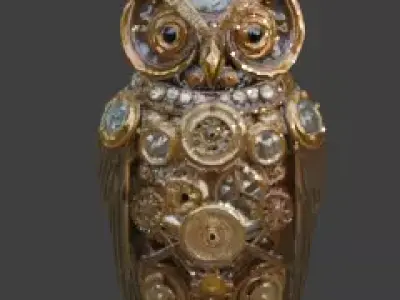 Steampunk Mechanical Owl Automaton 3D Model Low-poly 3D model