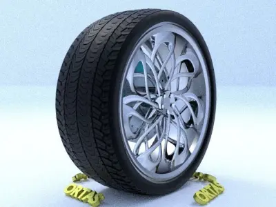 ORTAS CAR RIM 16 GAME READY RIM TIRE AND DISC 3D model