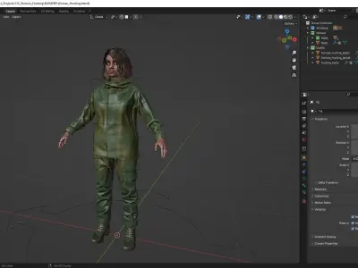 Woman Hunting Outfit - Modular - Rigged Low-poly 3D model