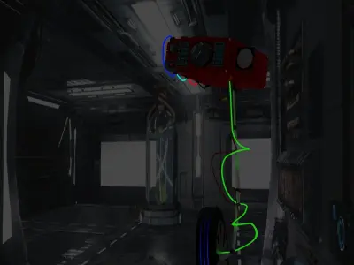 red steel robot with three modules 3D model