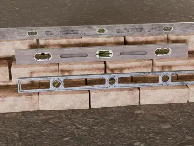 Spirit Level - 3 Set Low-poly 3D model