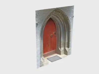 Medieval gothic chapel door portal Low-poly 3D model