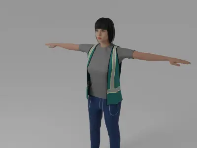 Worker Woman Low-poly 3D model