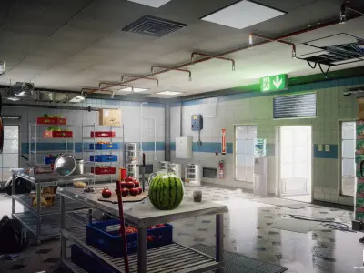 Restaurant Kitchen MODULAR - UNITY --Hdrp-Urp-- Low-poly 3D model