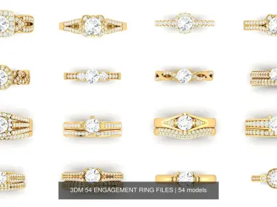 3DM 54 ENGAGEMENT RING FILES 3D Model Pack