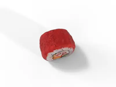 Sushi Crab sticks mango cucumber masago caviar curry sauce Low-poly 3D model