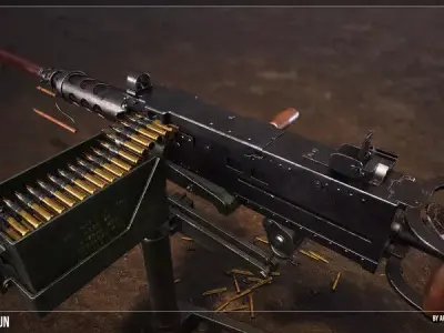 M2 Machine Gun Low-poly 3D model