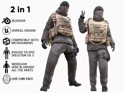 Mens and Womens Military Winter Uniforms 1 3D Model Pack