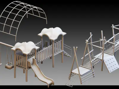 33 Funfair Objects- Vol 01- High detail 3d models 3D model