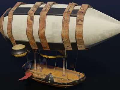 FLYERBANK steampunk hot air balloon Low-poly 3D model