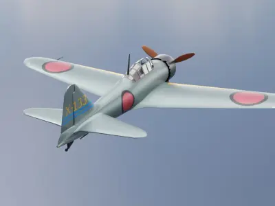 Mitsubishi Zero Japanese airplane Free 3D model